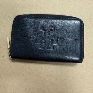 Tory Burch Black Leather Key & Card Holder